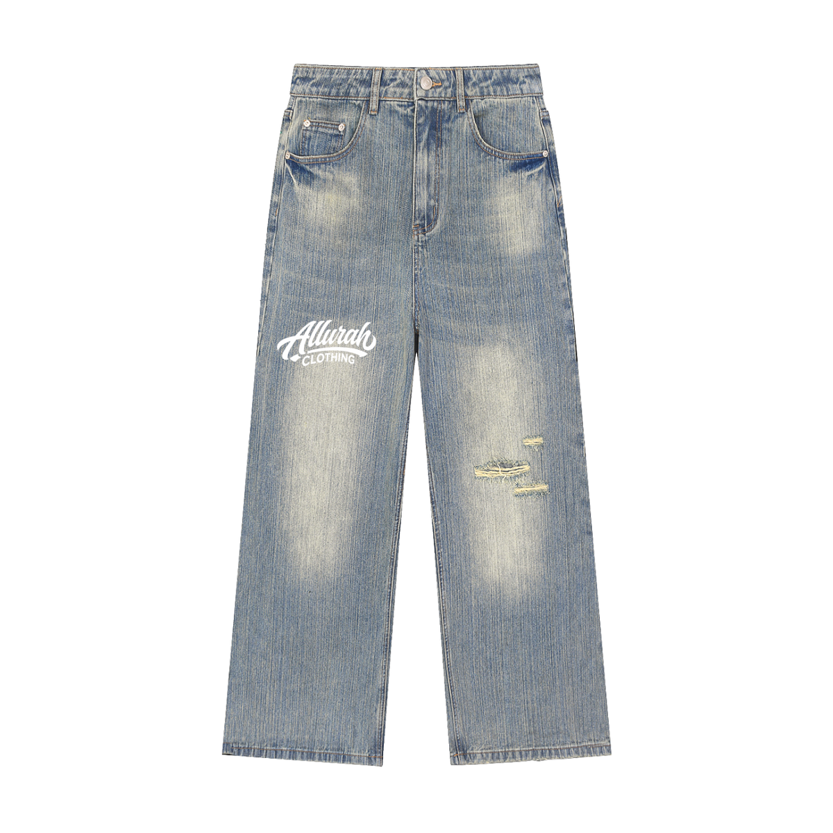 Vintage Wash Distressed Denim Jeans by Allurah Clothing
