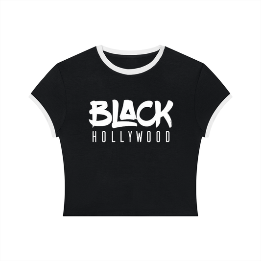 Black Hollywood Women's Slim Color Block T-Shirt by Allurah Clothing — photo 1 of 10