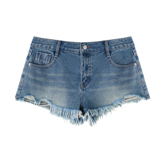 Women's Vintage Wash Raw Hem Denim Shorts by Allurah Clothing — photo 1 of 2