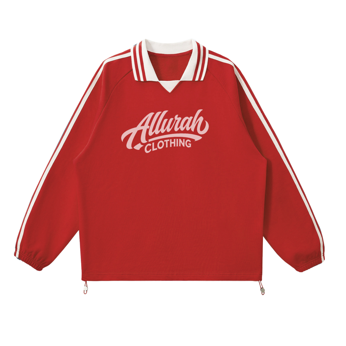 Contrast Striped Lapel Collar Sweatshirt by Allurah Clothing