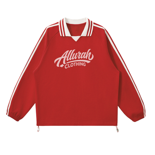 Contrast Striped Lapel Collar Sweatshirt by Allurah Clothing