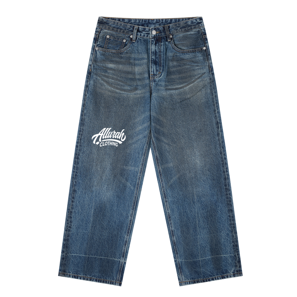 Vintage Wash Baggy Denim Jeans by Allurah Clothing