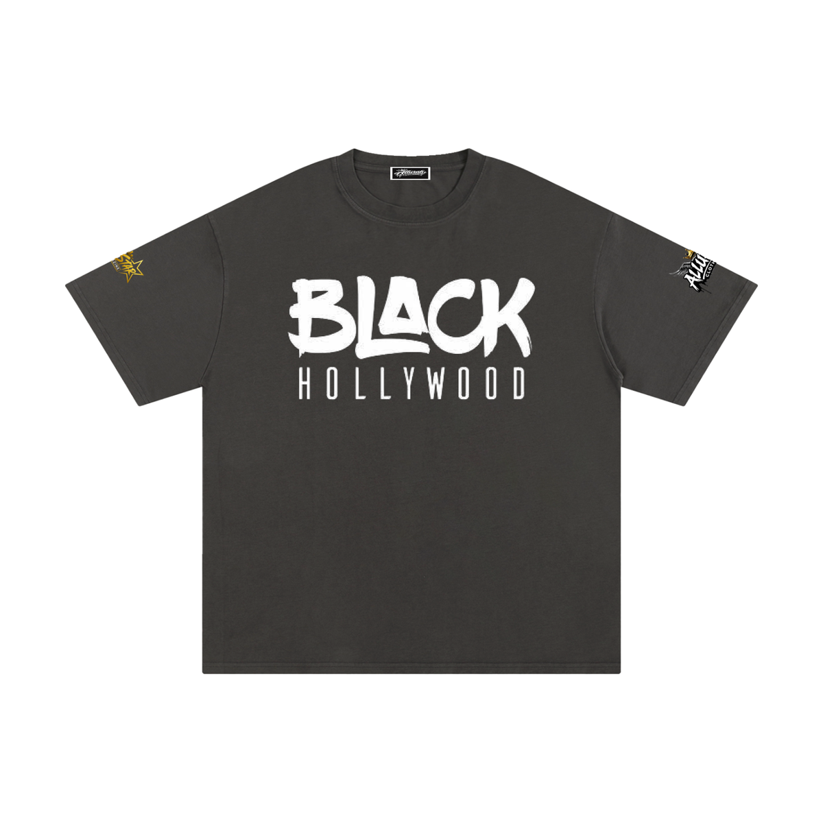 Allurah Black Hollywood Unisex Pure Cotton T-Shirt